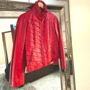 Neiman Marcus Red Leather Jacket